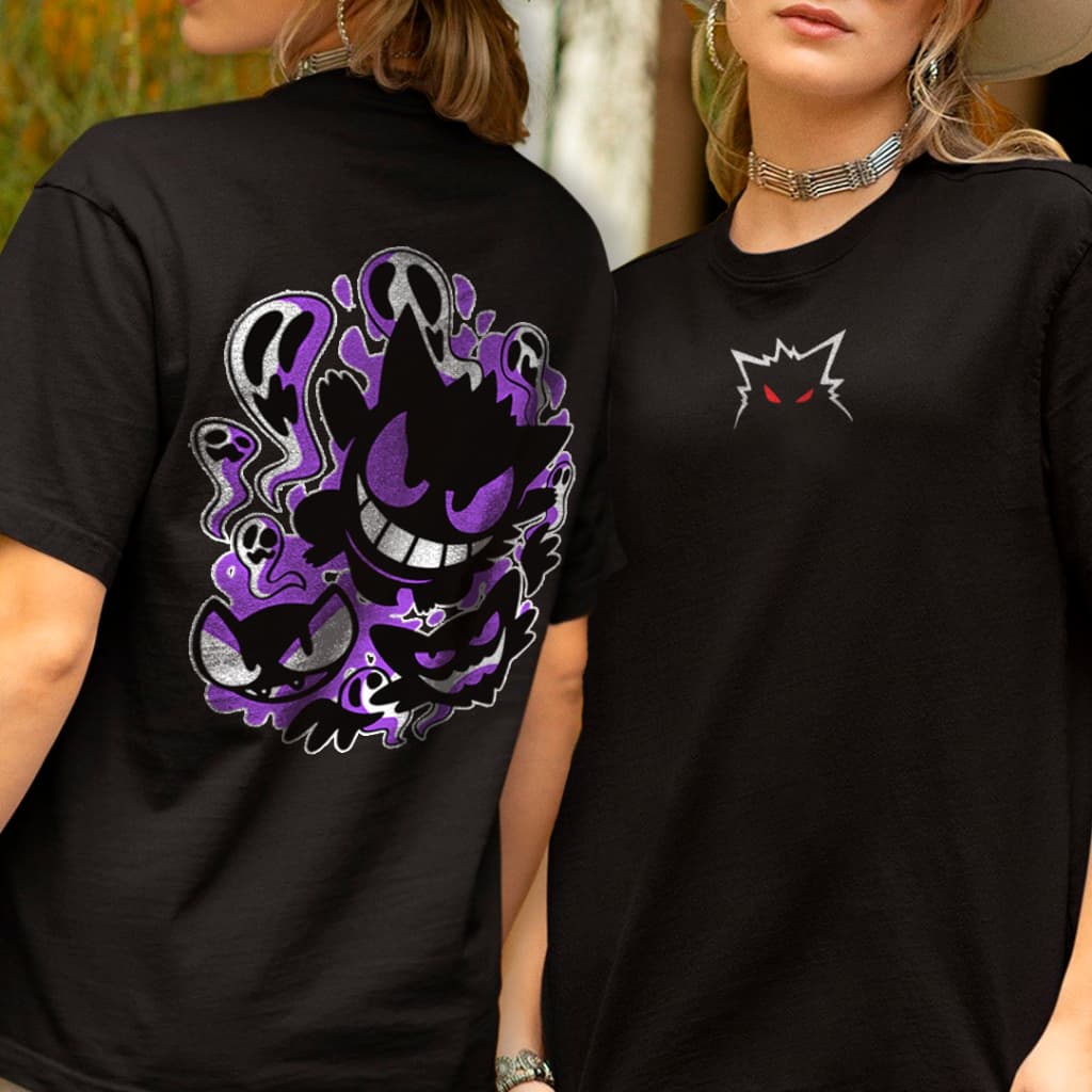 Camisa Camiseta Pokémon Gengar Godzilla em Algodão Frente e Costas Alta Qualidade