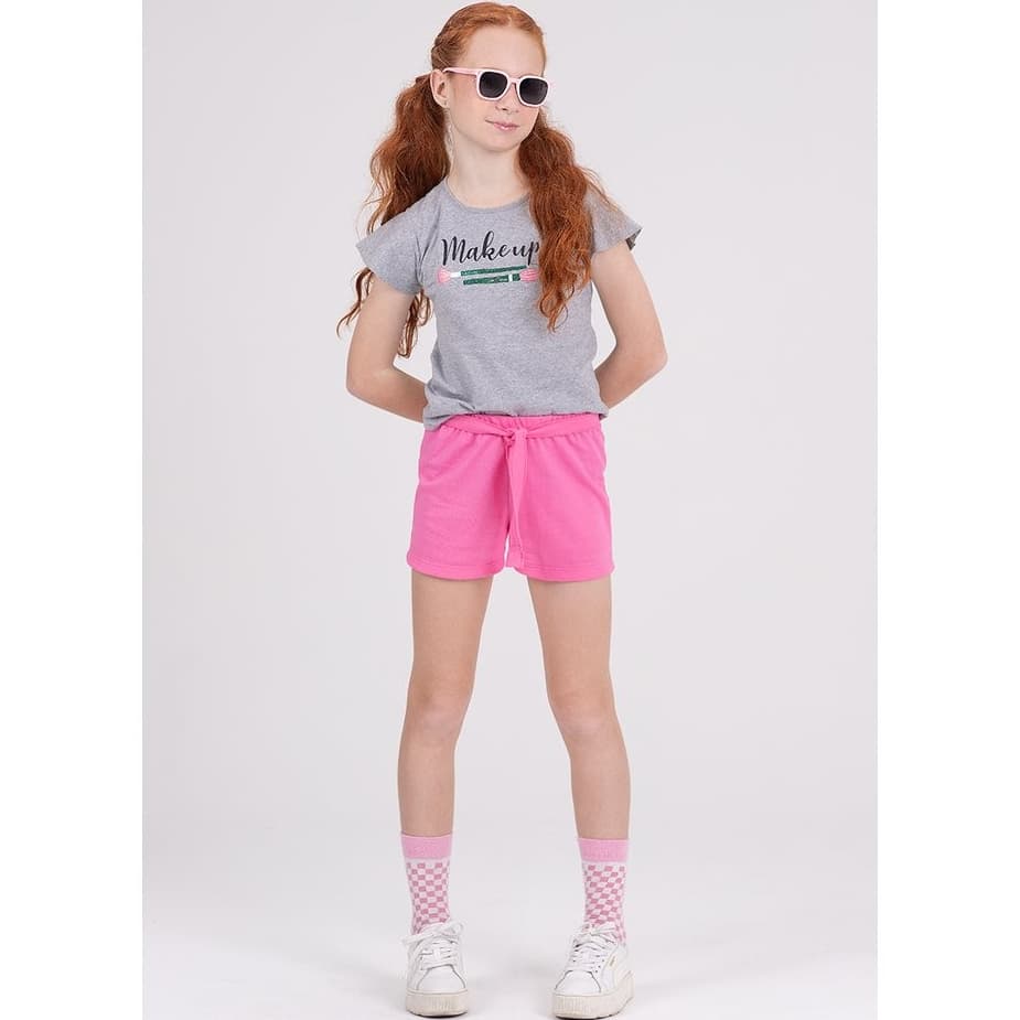 Conjunto Infantil Menina Manga Evasê Makeup Mescla