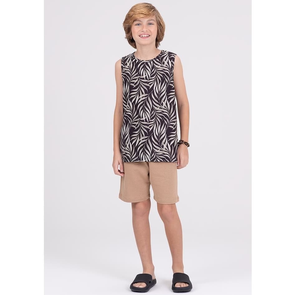 Conjunto Infantil Poliplex Folhas Preto