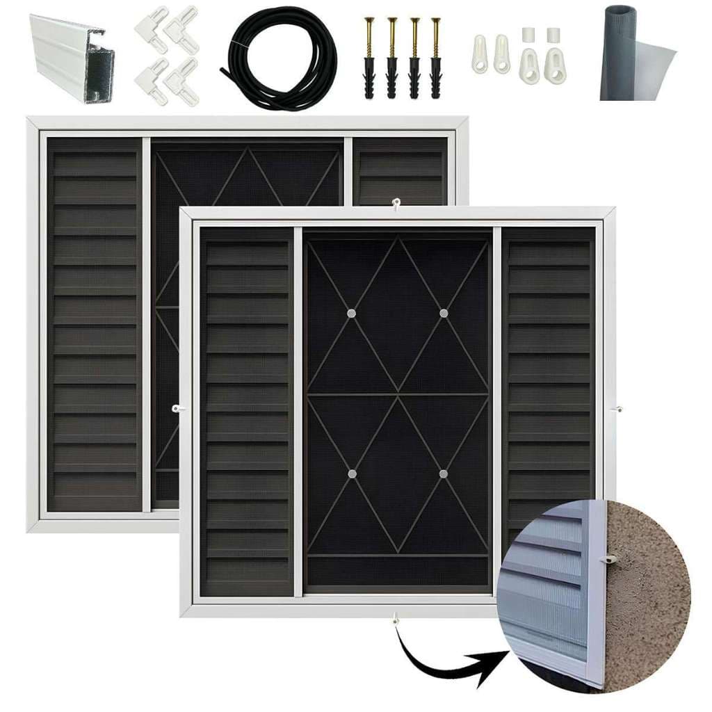 Kit 2 Telas Mosquiteiras P/ Janela Perfil Alumínio 0,90x0,90 Branco Anti Insetos + Acessórios
