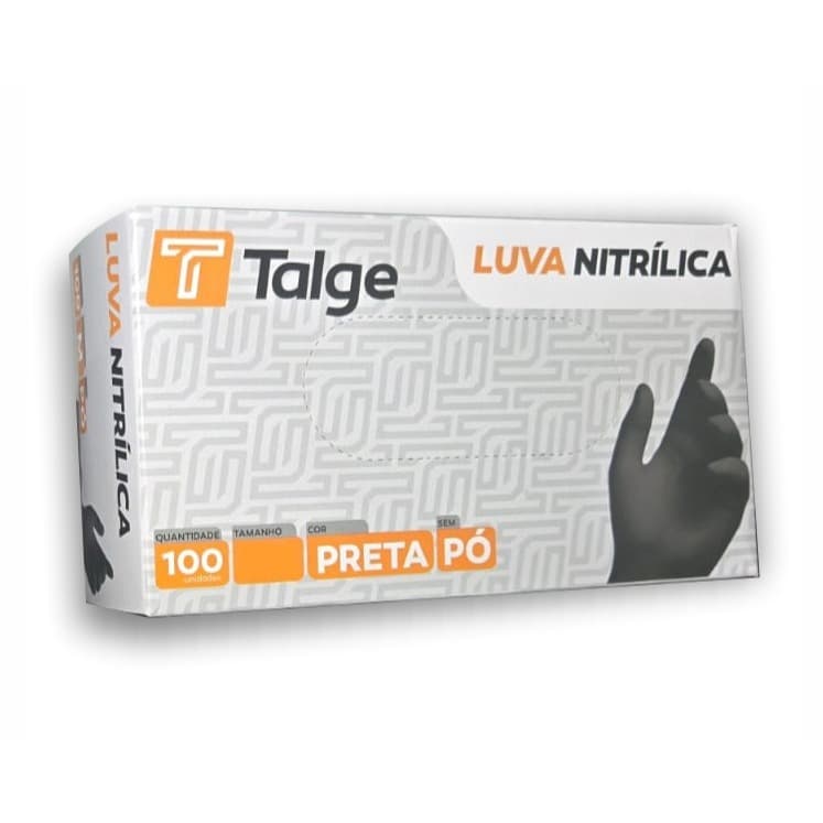 Luva nitrílica Preta S/pó C/100 unidades  Tamanho G