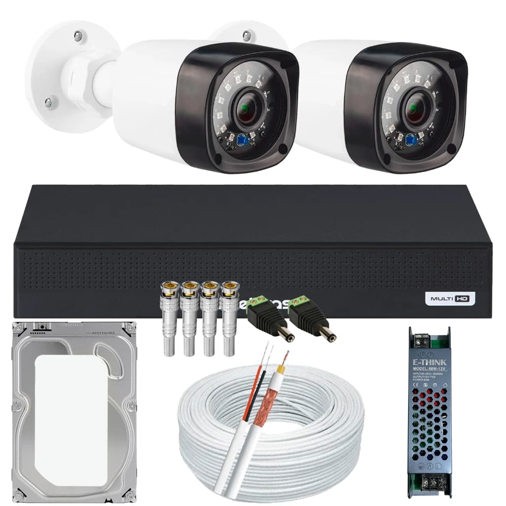 Kit 2 Cameras Segurança 1080p AHD Dvr Intelbras 4ch C/hd 500 Promoção