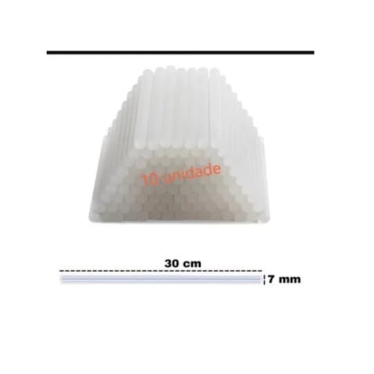 10 Refil Bastão Cola Quente 7mm Transparente Para Pistola