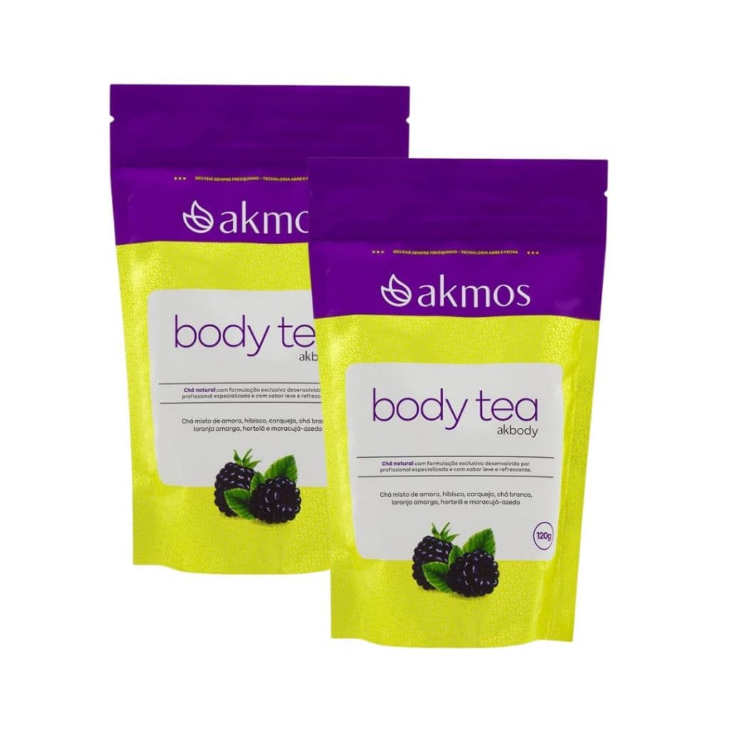 Chá Detox Body Tea Akmos 120g Leveza e Antioxidante Kit 2