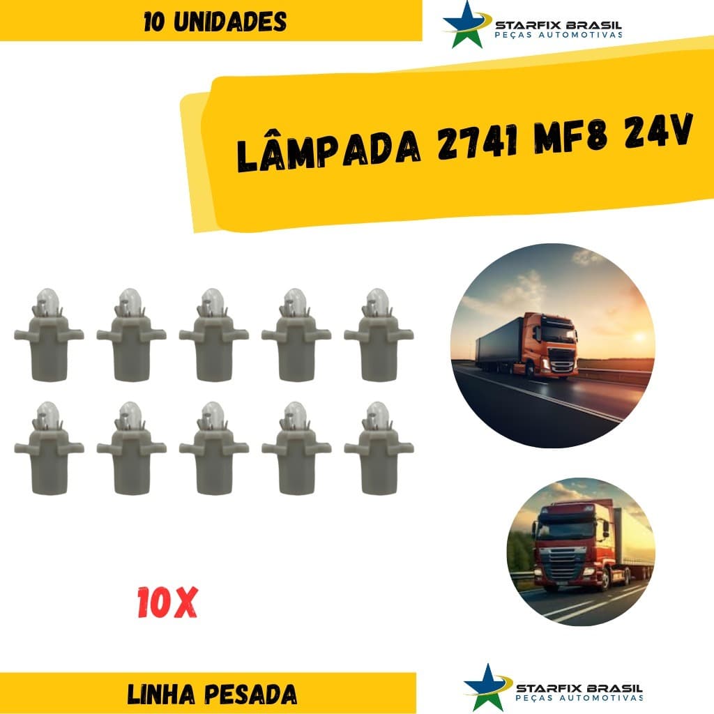 Lâmpada 2741 MF8 24V CINZA PAINEL/SOQUETE  CAIXA C/10 PEÇAS
