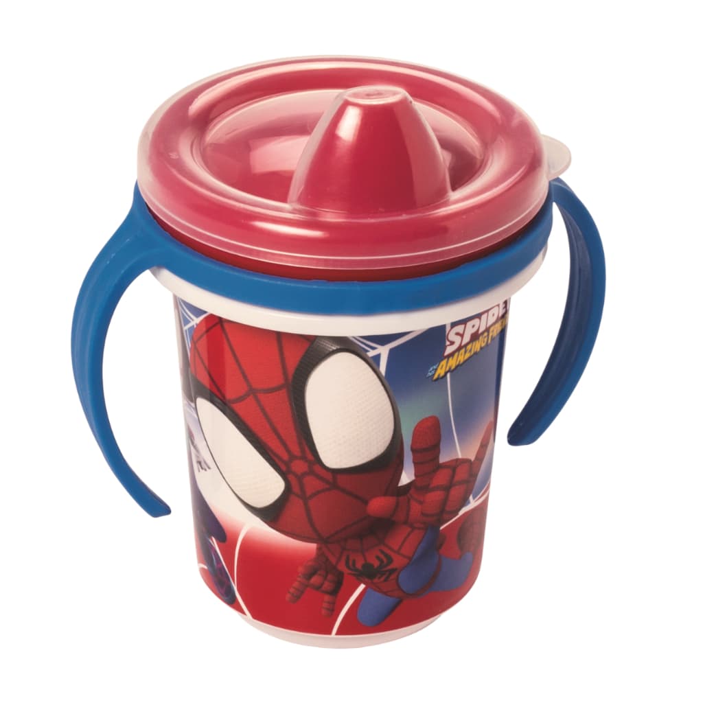 Caneca Transição Bebê Copo com Alça e Bico Anti Vazamento e Tampa Homem Aranha
