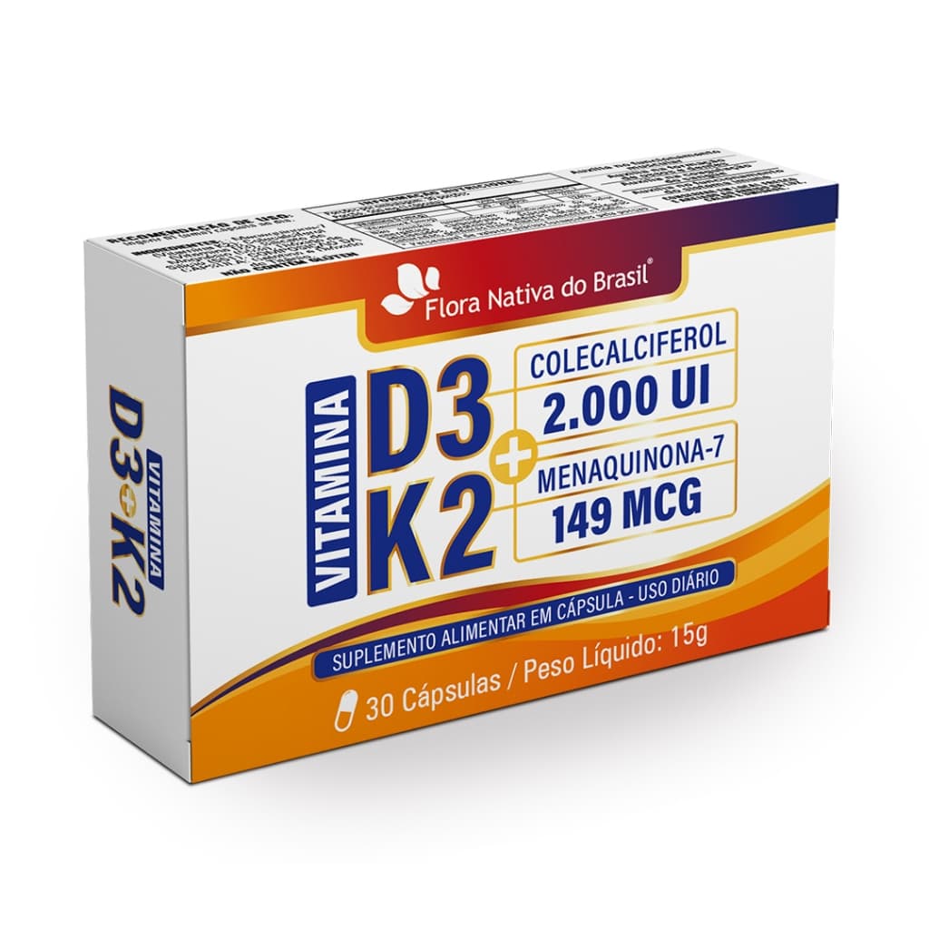 Vitamina D3 + K2 2000ui (30 cápsulas) - Flora Nativa do Brasil