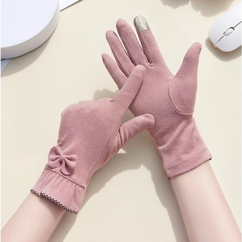 Luvas Térmicas Femininas Touch Screen Peluciada Forrado Grosso Quente Impermeável Inverno