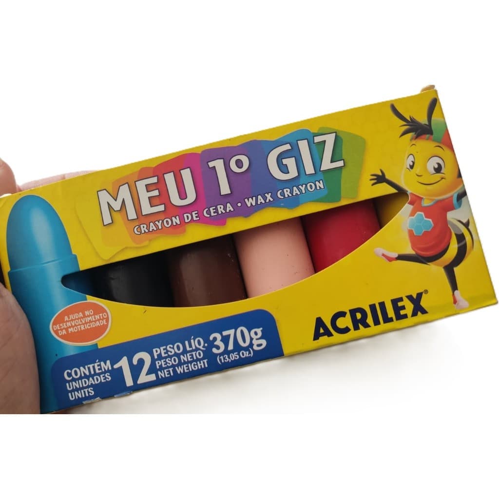Giz de Cera - Meu Primeiro Giz 6 ou 12 Cores - Escolha o Tamanho - Acrilex