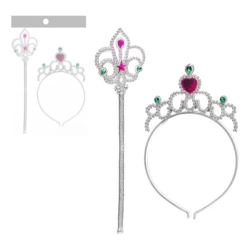 Tiara Infantil Coroa Com Varinha Mágica Princesa