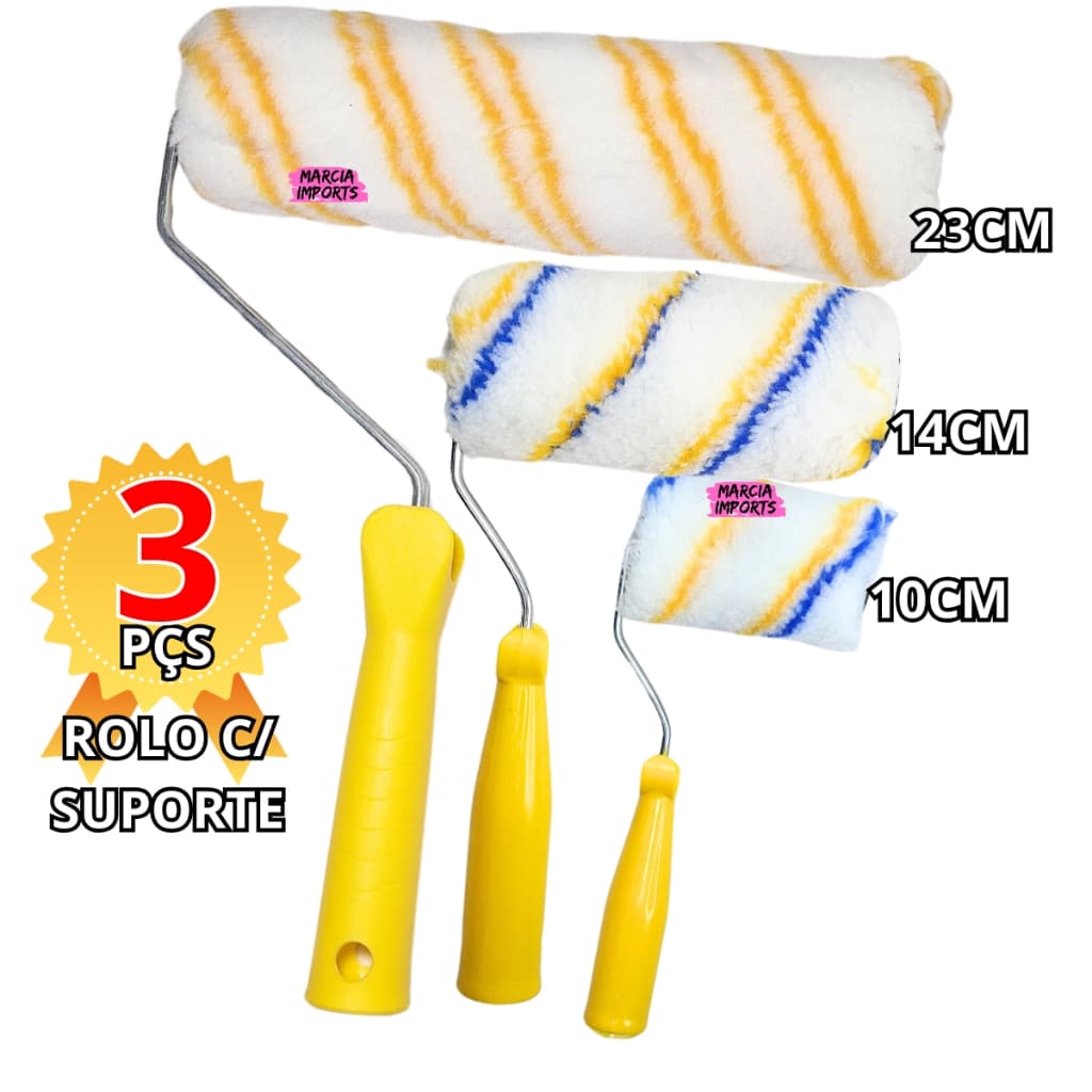Conjunto de Rolo de Pintura de diferentes tamanhos 23cm 14cm 10cm 3 unidades Rolo de Tinta