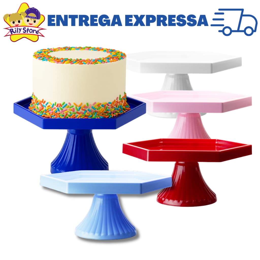Boleira Cake Sextavada 22cm – Design Elegante para Sua Decoração de Festa!