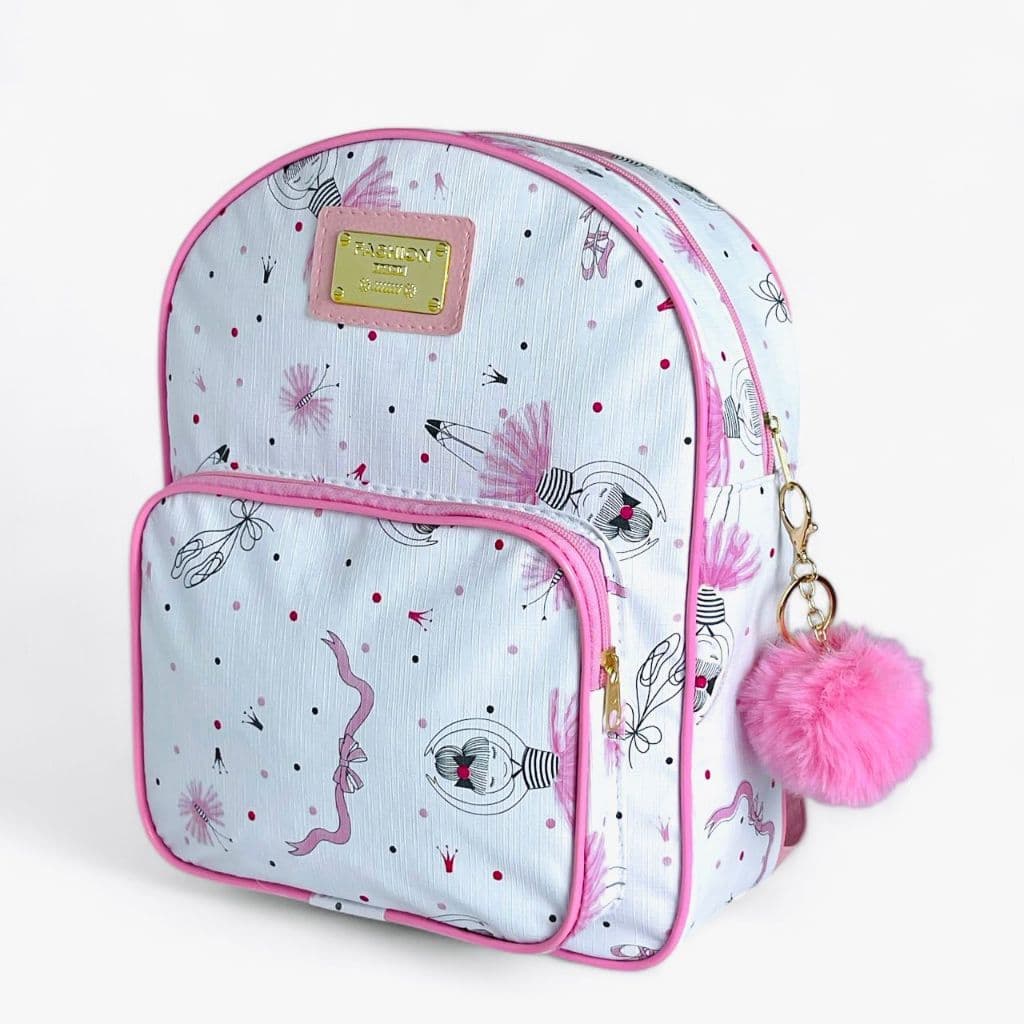 Mochila Maternidade Menina Bolsa de Costas Passeio Creche Escola C/ POMPOM