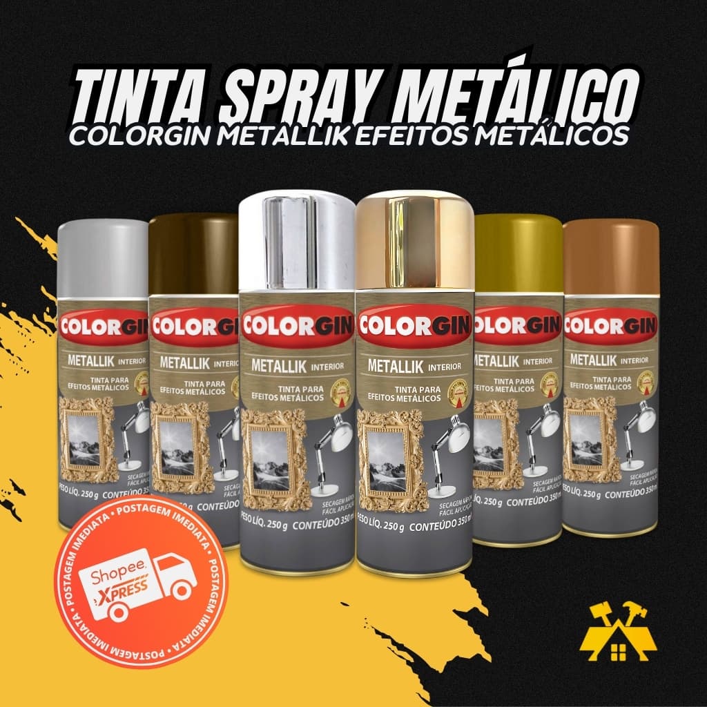 Tinta Spray Metallik Interior 350 Ml Colorgin - Cores