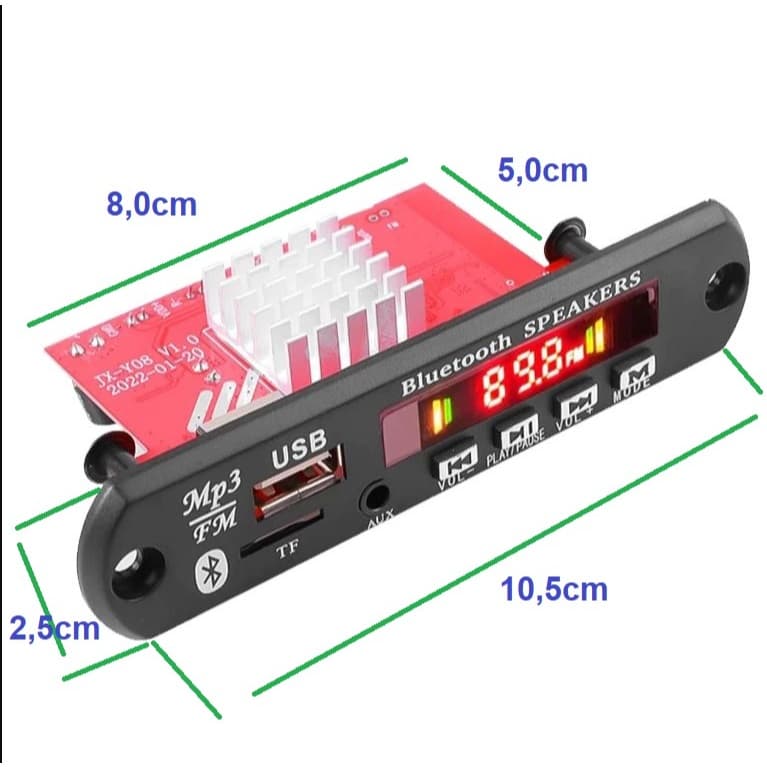 PLACA MODULO DE AUDIO SEM FIO BLUETOOTH COM AMPLIFICADOR 60W POR CANAL TOTAL DE 120W EM PMPO