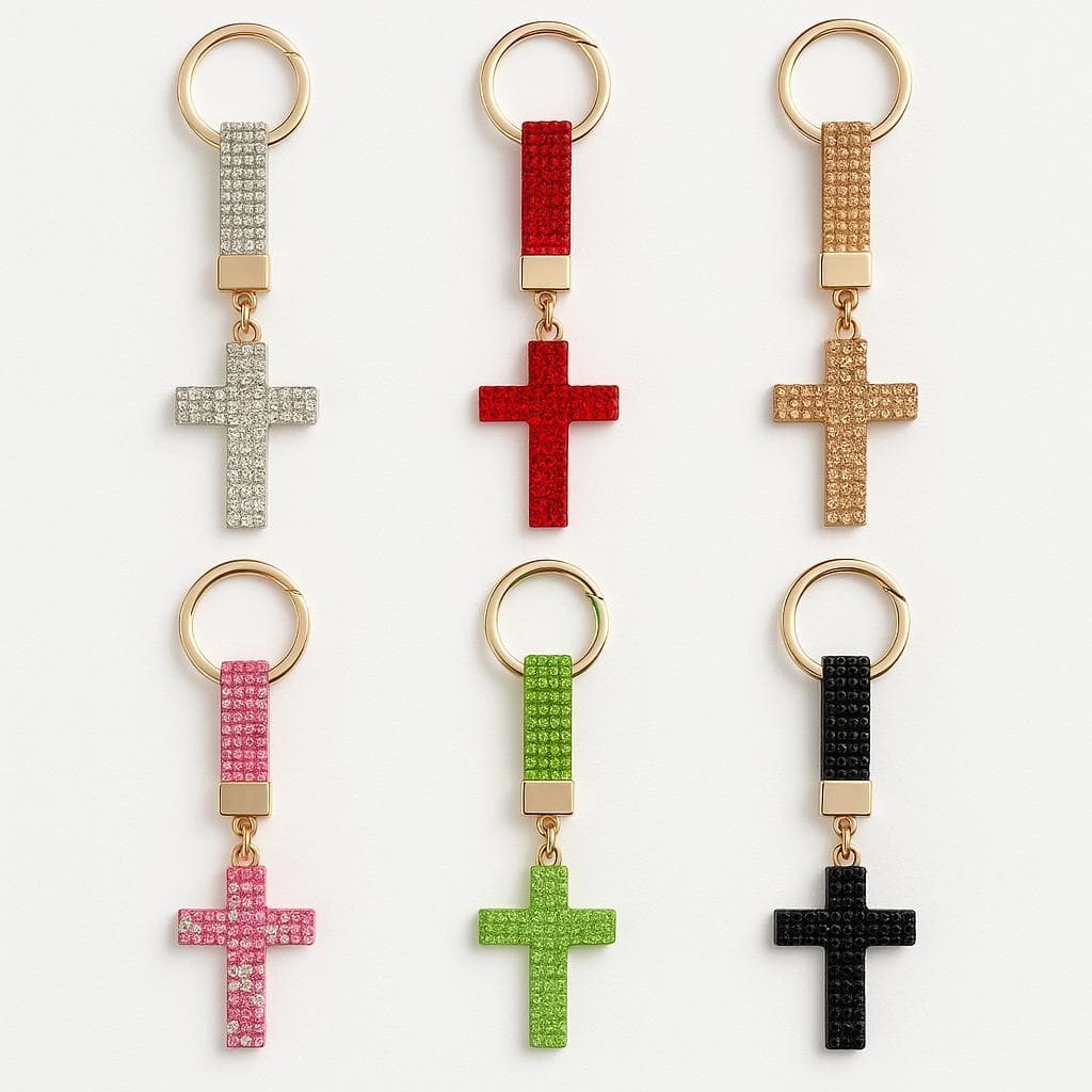 Chaveiro Com Strass Crucifixo Cruz Religioso Várias Cores