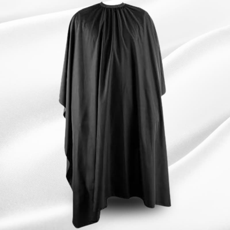 Capa De Corte Preto Nylon Para Barbeiro Cabeleireiro