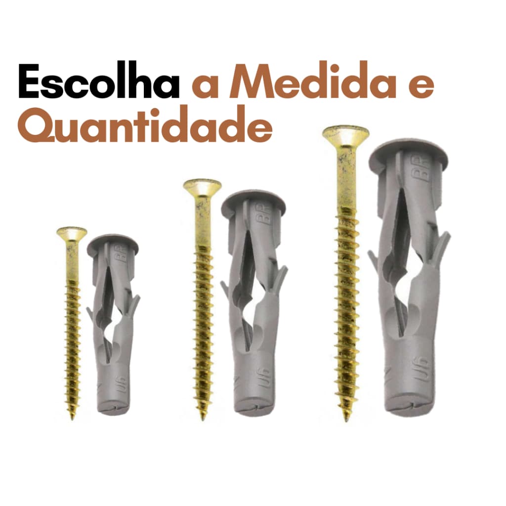 Bucha FU para Tijolo Baiano Bucha 6 8 10 Parede Parafuso Vazado Oca e Parafusos Tijolo Furado Bloco
