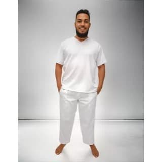 Roupa de Ração umbandista Conjunto Masculino Branco Candomblé Calça  e Bata