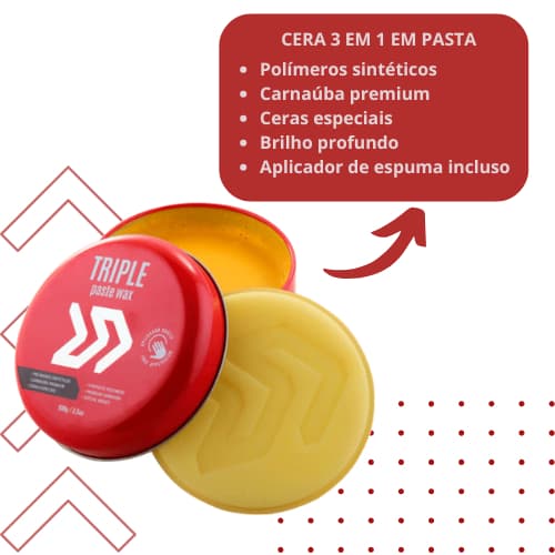 Triple Wax Cera De Carnaúba Autoamerica 100g + Aplicador + Luva