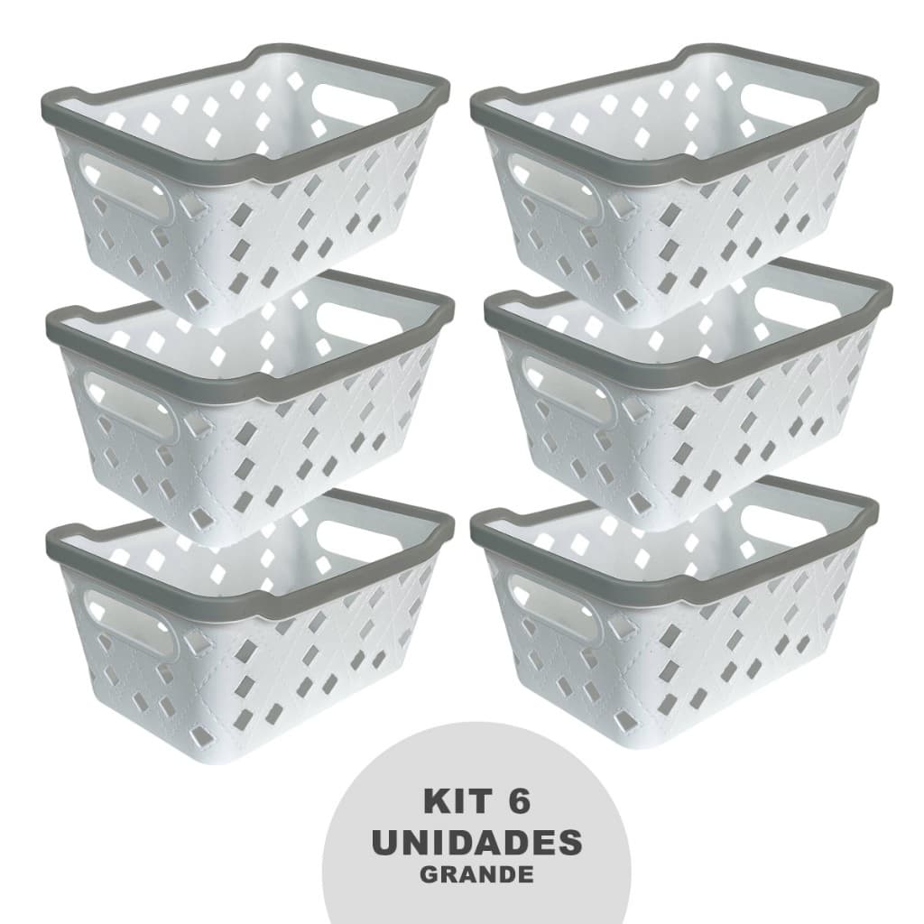 Cesto Multiuso Kit com 6 Organizador para Gaveta  25,5 x 18,5 - Cestinha Decorativa