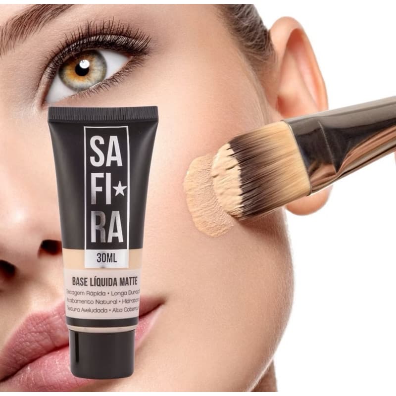 Base Safira basic maquiagem cobertura uniforme acabamento natural 05 cores disponiveis