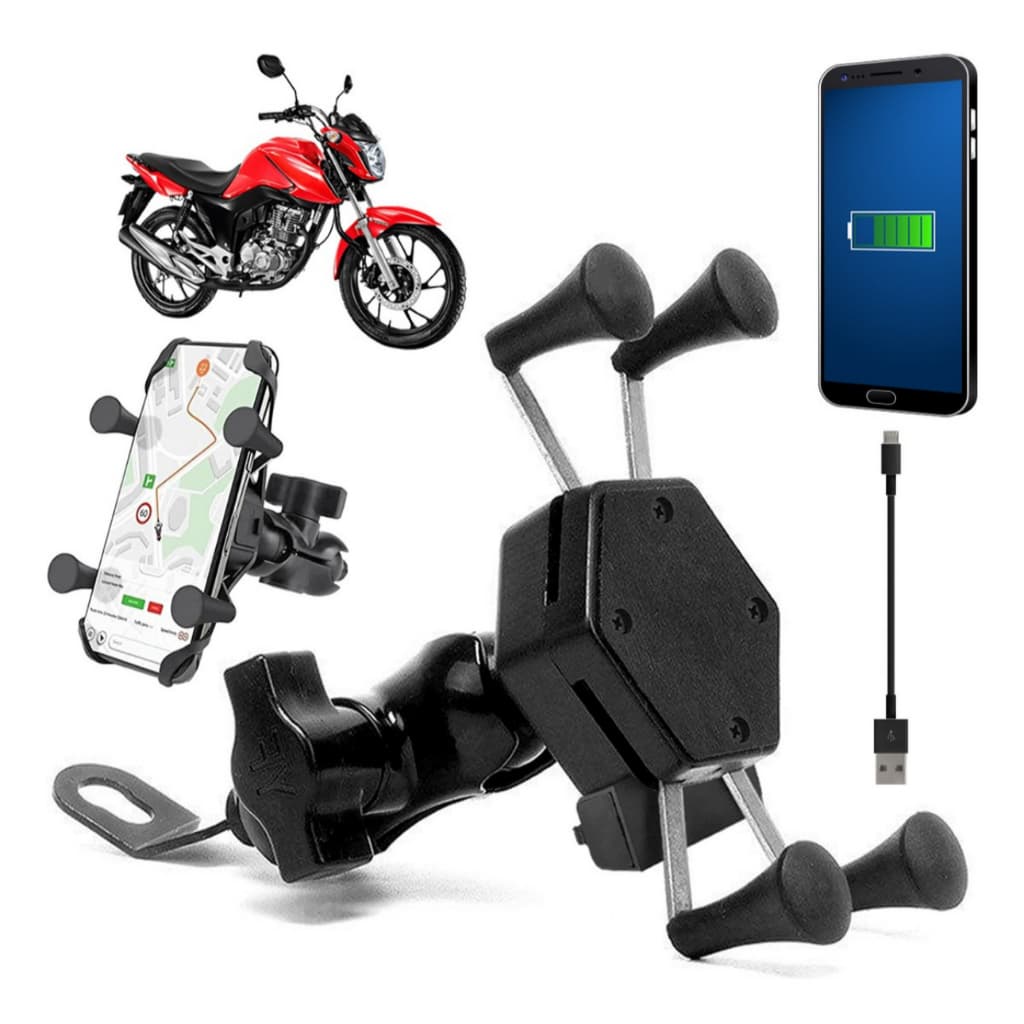 Suporte De Celular Para Moto Motocicleta Com Carregador Usb Universal