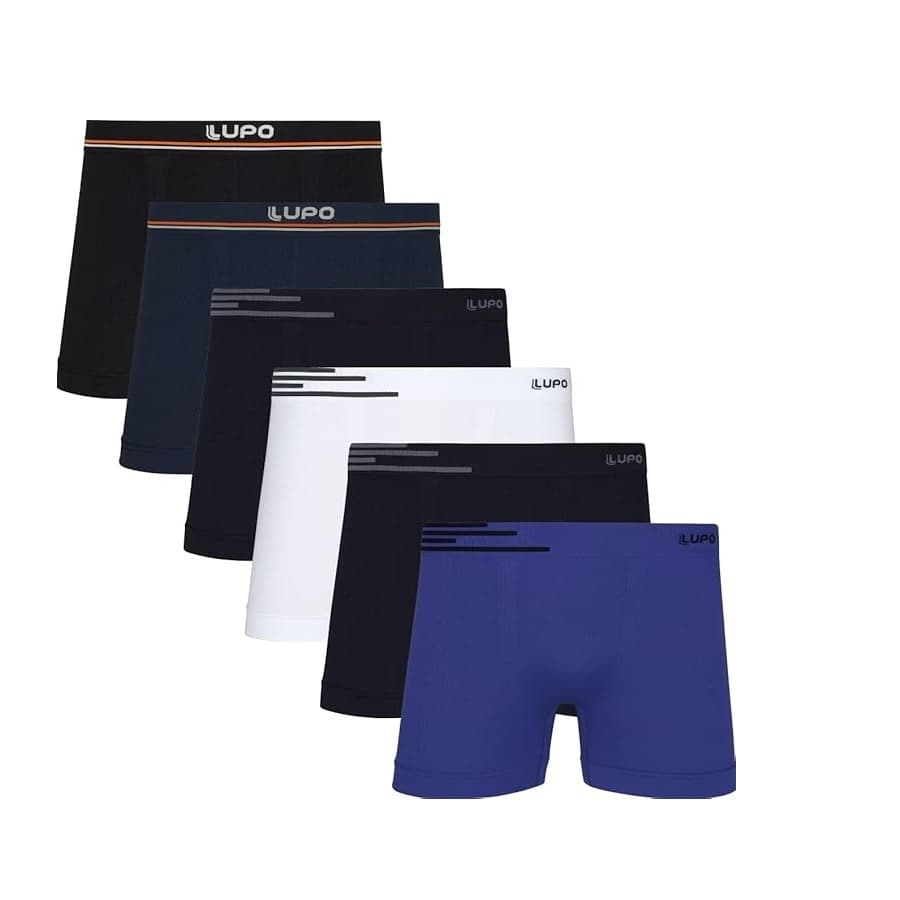 Kit/6 Boxer Lupo Microfibra Sem Costura