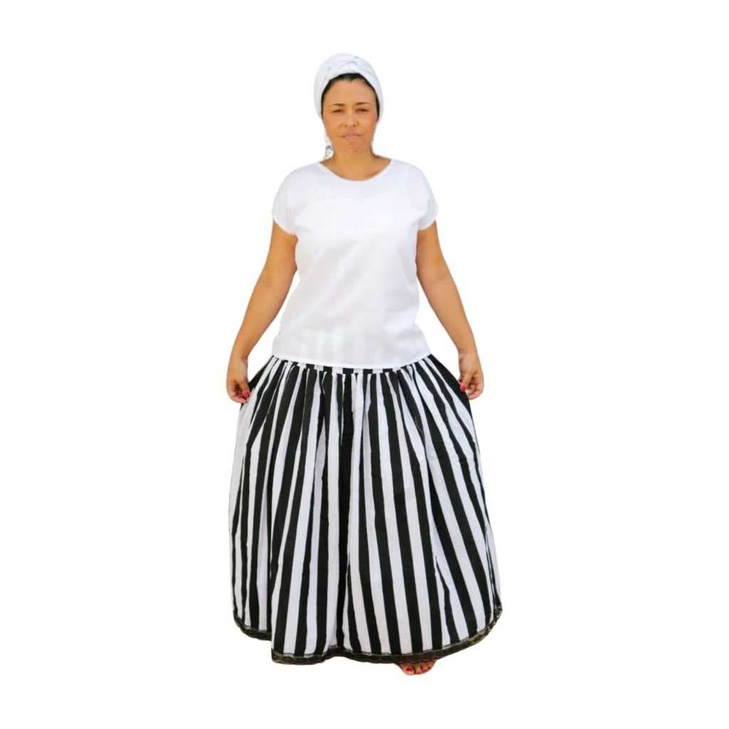 Conjunto  Ração Feminino Umbanda Candomblé PRETO VELHO / PRETA VELHA 2 peças.