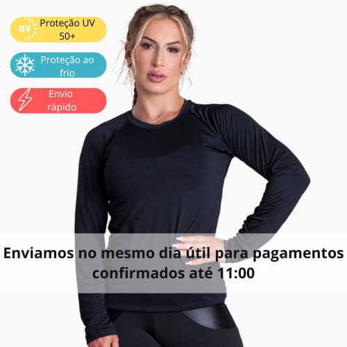 Camisa Segunda Pele Feminina Proteção Solar Uv+50 Camiseta Térmica Longa Moda Inverno E Verão