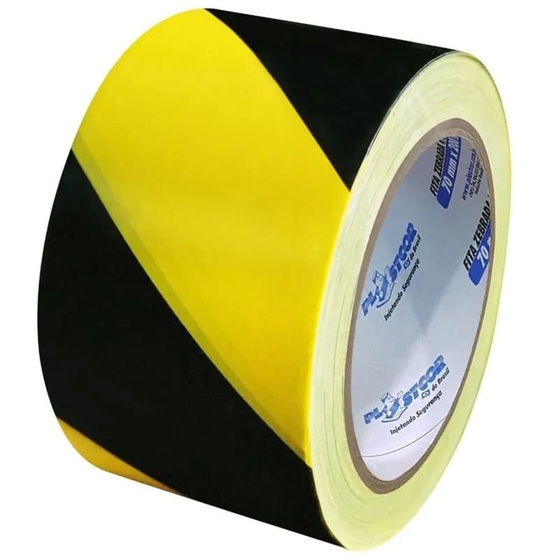 Fita Demarcação Zebrada PLASTCOR 70mmX200m