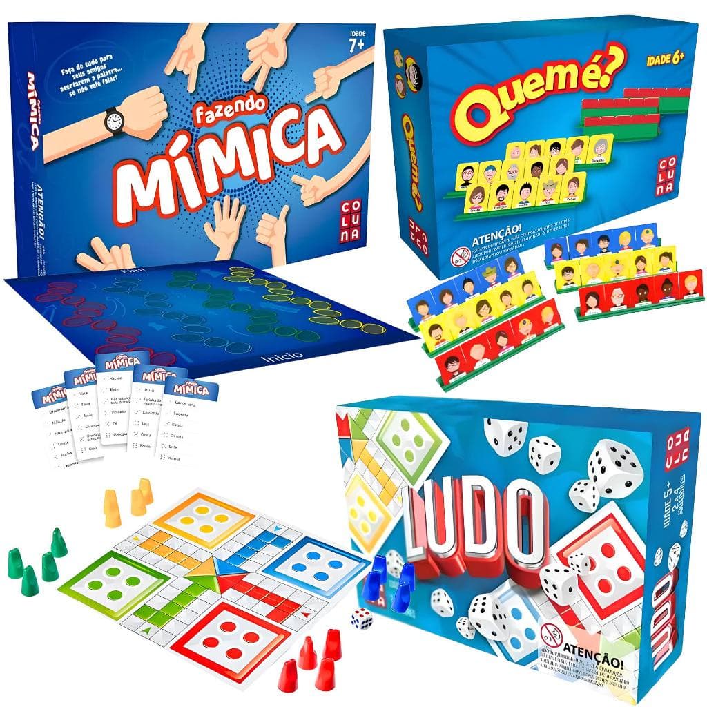 KIT 3 JOGOS - Fazendo Mimica + Ludo + Quem é (Estilo cara a cara) - Promoção