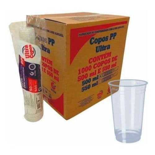 COPO 500 ML LISO PP ULTRA DESCARTÁVEL CAIXA 500 UND