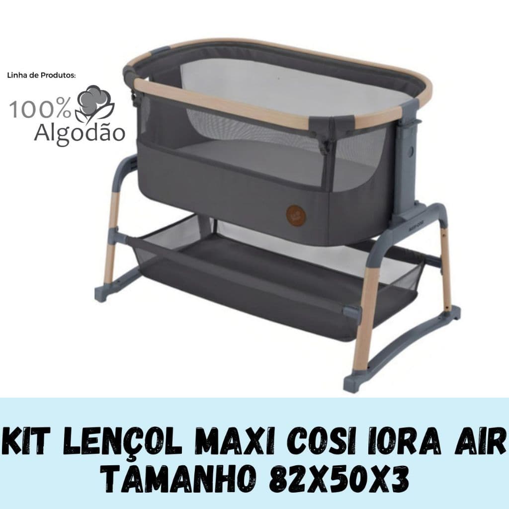 KIT 3 LENÇOL PARA BERÇO MAXI COSI IORA AIR 100% Algodão