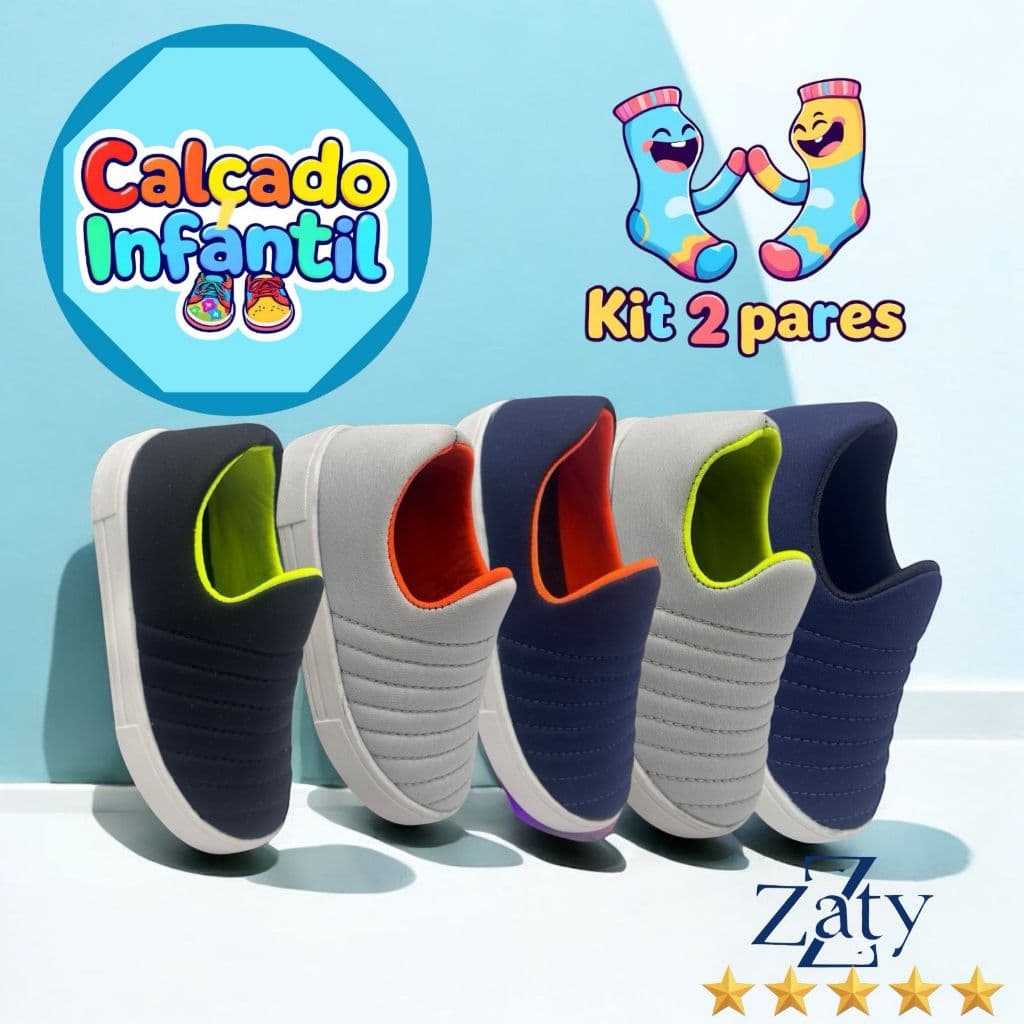 kit 2 Tenis infantil feminino masculino Calce facil confortavel leve barato