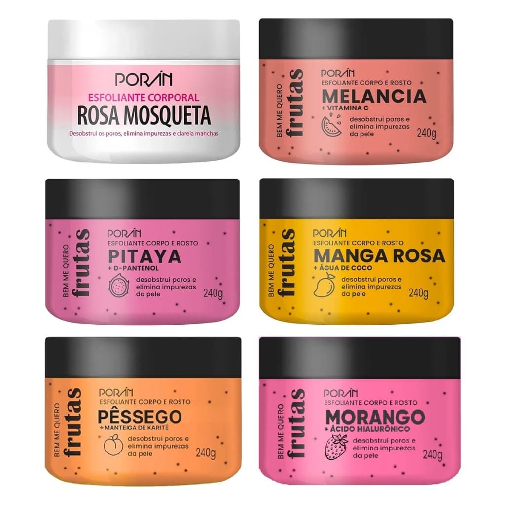 Esfoliante Corpo e Rosto de Frutas Porán Linha Bem Me Quero 240g Vegano