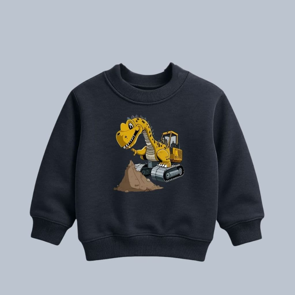 Moletom Infantil Gola Careca Felpado -- Dinossauro Construtor -- Blusa Para Inverno