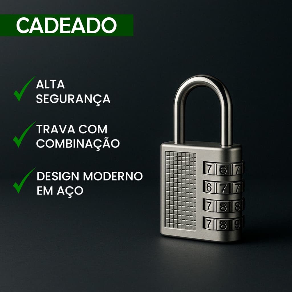 Cadeado Combinação Quatro Dígitos Liga Zinco Sem Chave Viagem Escola Academia Segurança
