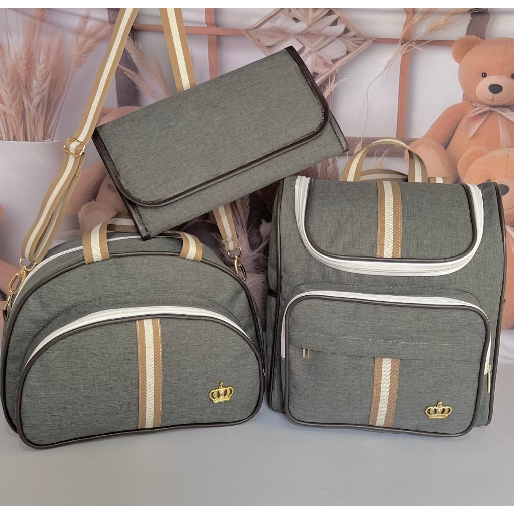 Kit Essencial Intense Faixa Bege Bolsas Maternidade com trocador portátil
