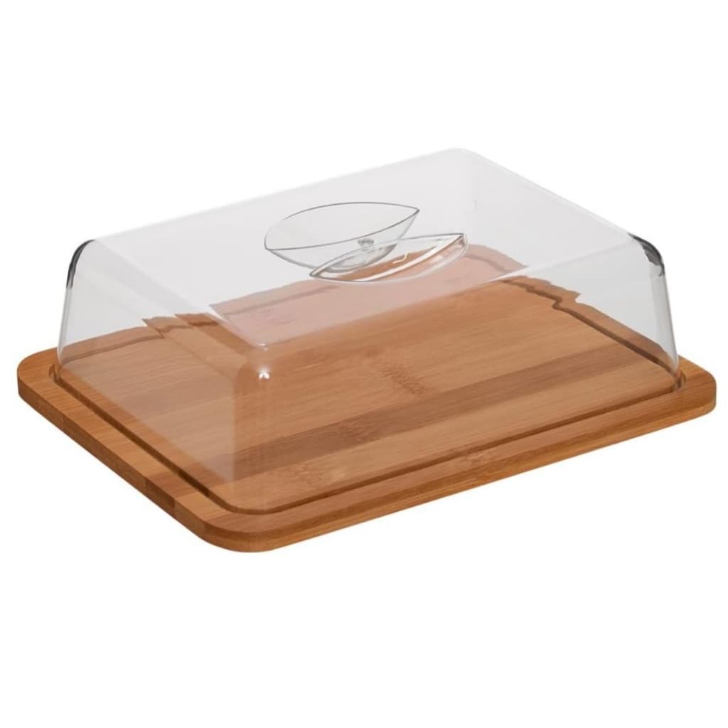 Porta Frios em Bambu Com Tampa de Acrílico, Para Alimentos Sensíveis Como Queijo Prato