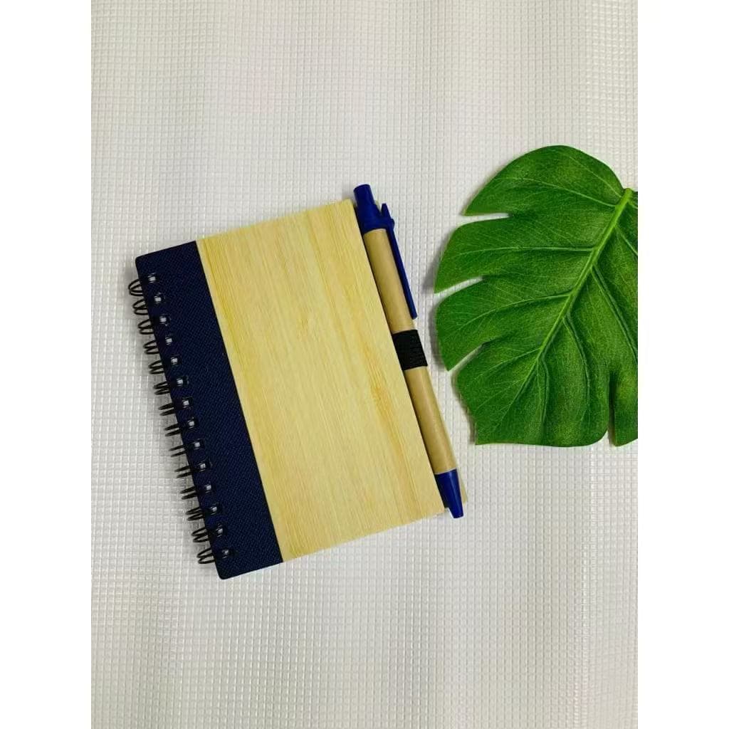 Caderno Em Bambu Com Pauta e Caneta 70 Folhas