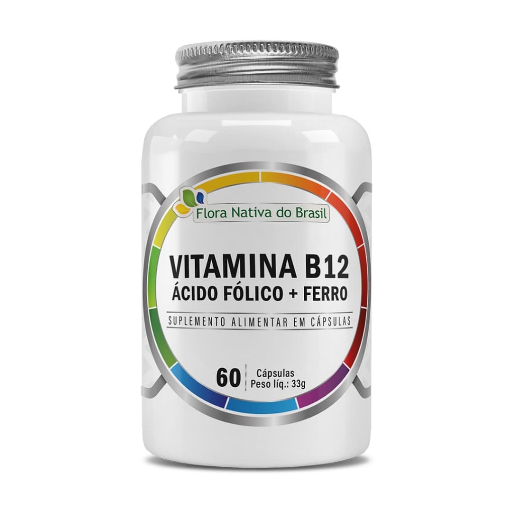 Ferro + Ácido Fólico + Vitamina B12 - 60 Capsulas - Flora Nativa do Brasil