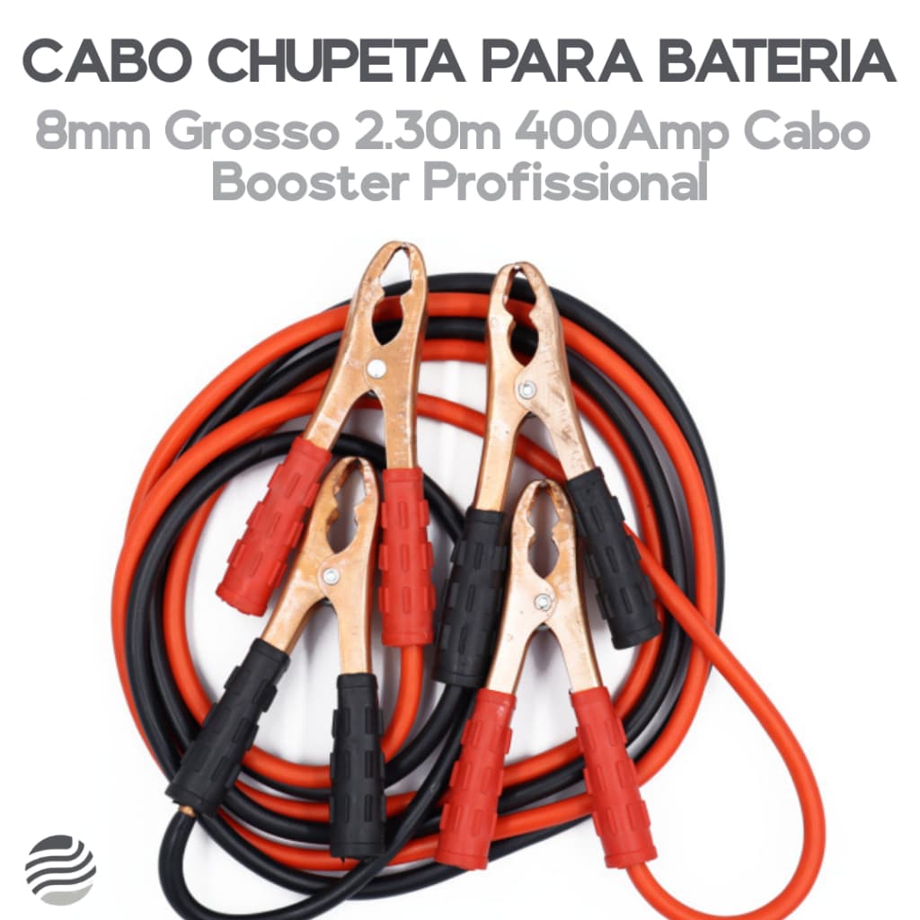 Cabo Chupeta De Carga 8mm Chupeta Para Bateria 2,30m 400 Amp Cabo Booster Profissional