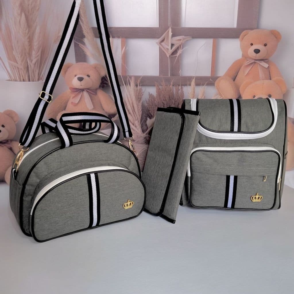 Kit Essencial Intense Faixa Preta Bolsas Maternidade com trocador portátil