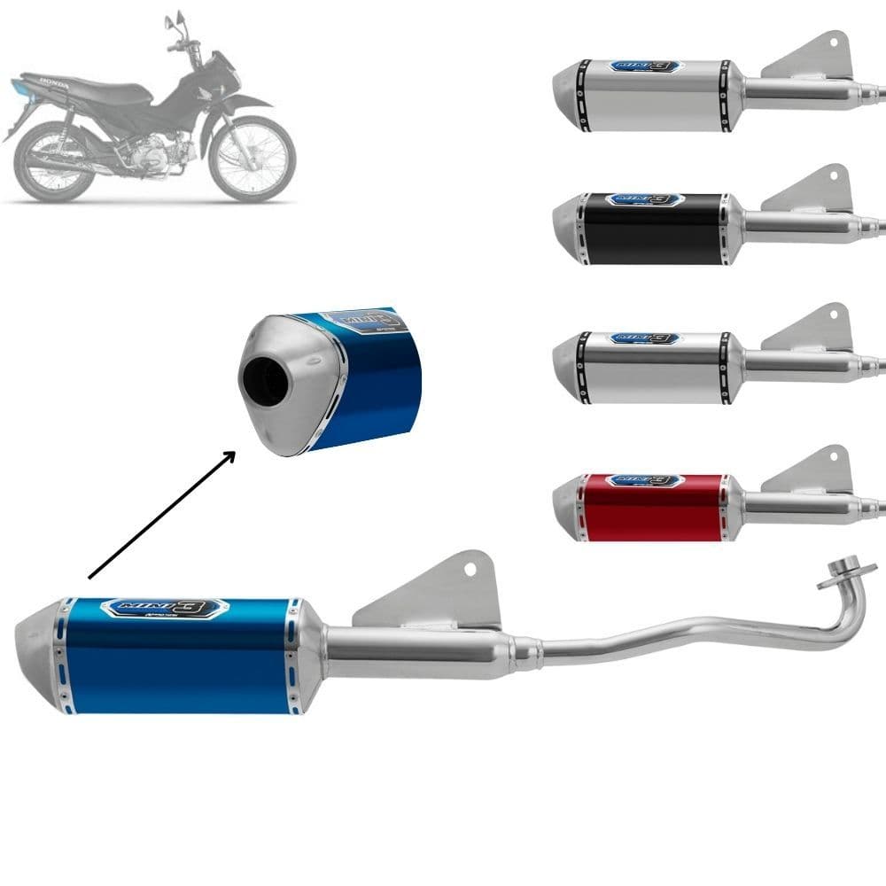 Escapamento Escape Moto Pro Tork Mini 3 Compatível Com Pop 110 2016 2017 Curva Cromada Honda