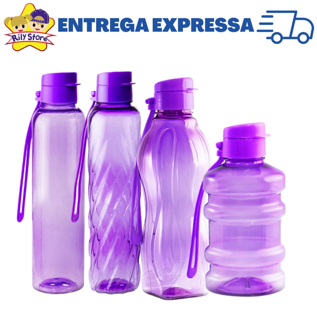 Kit  Premium 4 Garrafas Squeeze 600mL + Mini Galão + Slim Twistter + Slim Lisa para Hidratação com Estilo e Praticidade!