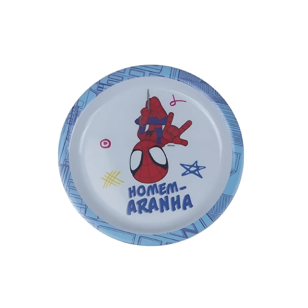 Prato Homem Aranha Melamine Fundo Tuut Linha Disney 21cm