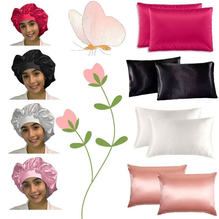 KIT PRESENTE  1 TOUCA FAIXA CETIM ANTI FRIZZ + 2 FRONHAS CETIM COM CAIXA DE PRESENTE E PAPEL DE CEDA .