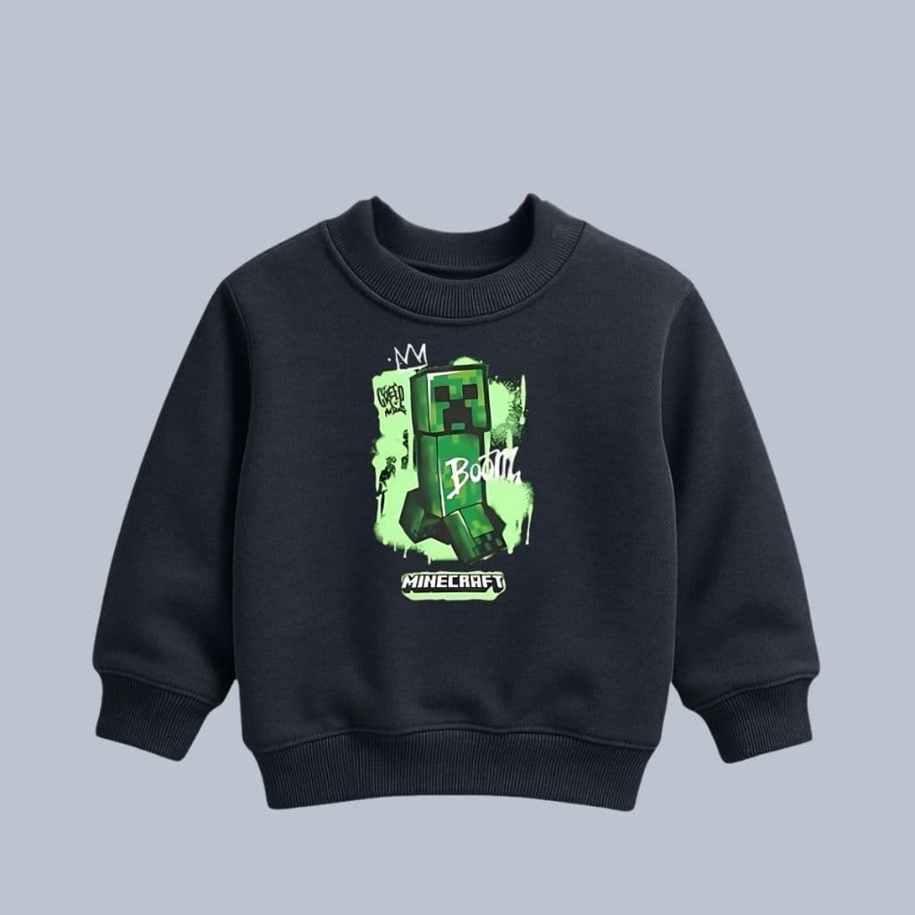 Moletom Infantil Gola Careca com Estampa do Creeper: Para Fãs de Minecraft com Muito Estilo