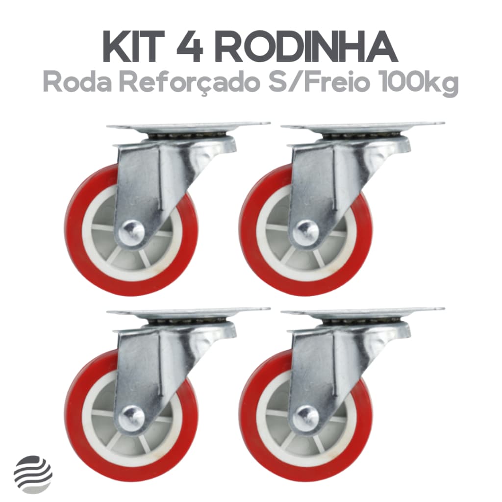 Kit 4 Roda Giratória 100Kg a Cada 4 Rodinhas | Sem Freio c/ Giro de 360° em Aço Reforçado